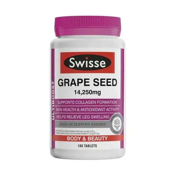 Viên uống chống Oxy hóa Swisse Grape Seed 14,250mg Hộp 180 viên