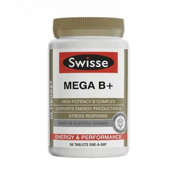 Viên uống tăng cường năng lượng từ vitamin nhóm B Swisse Ultiboost Mega B+ 60 viên