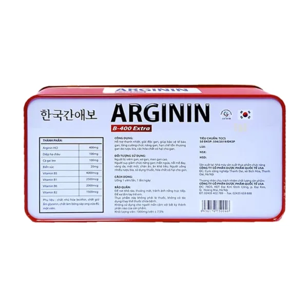 Arginine B-400 Extra MediUSA 6 vỉ x 10 viên