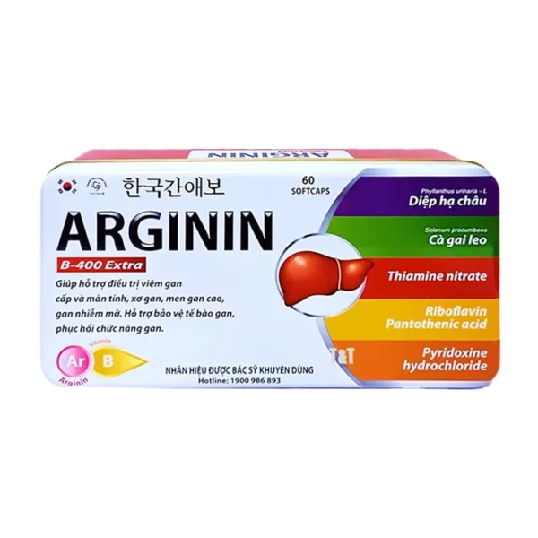 Arginine B-400 Extra MediUSA 6 vỉ x 10 viên