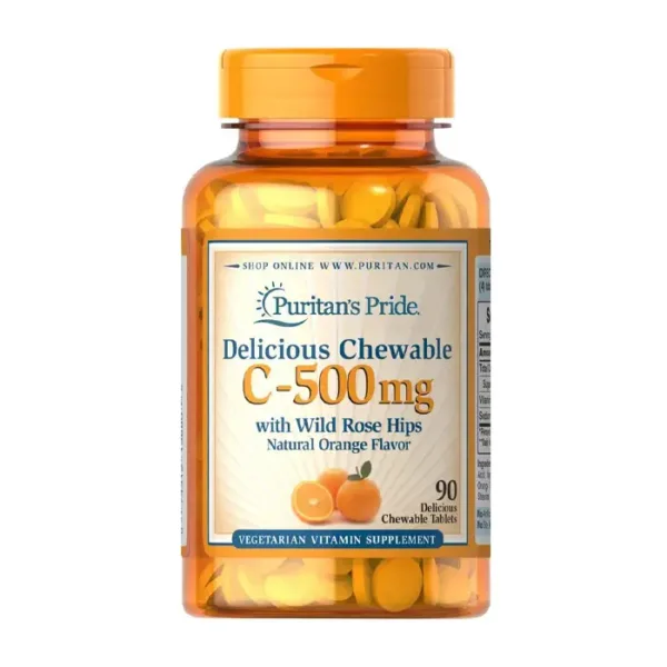 Delicious Chewable Vitamin C-500 mg With Rose Hips Puritan's Pride 90 viên