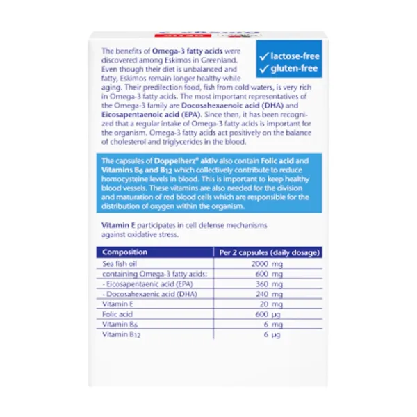 Doppelherz Aktiv Omega 3 + Folic Acid + B6 + B12 30 viên