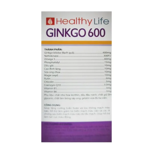 Ginkgo 600 Healthy Life 10 vỉ x 10 viên