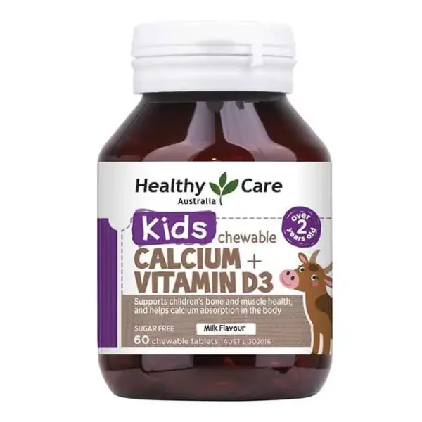 Viên nhai bổ xương cho bé Healthy Care Kids Calcium+Vitamin D3 60 viên