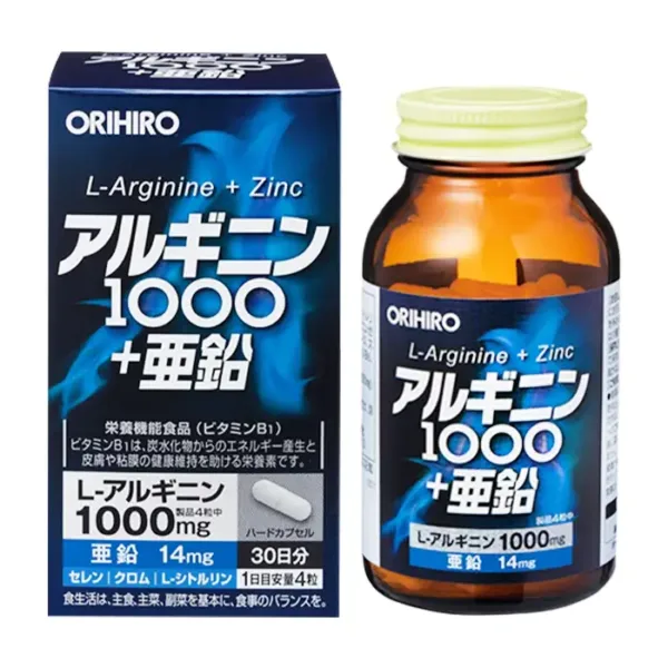 L-Arginine + Zinc 100mg Orihiro 120 viên