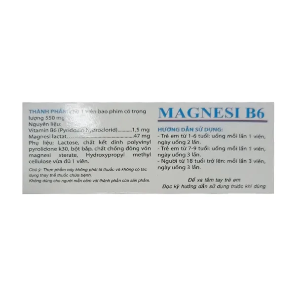 Magnesi B6 Amtex Pharma 10 vỉ x 10 viên