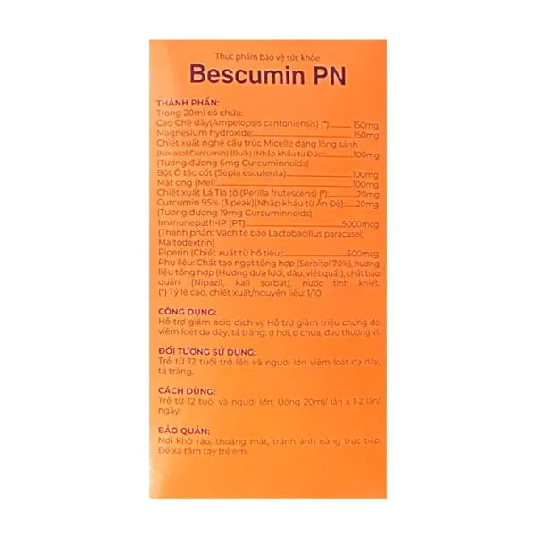 Nước Uống Bescumin PN Fobelife 10 gói x 20ml