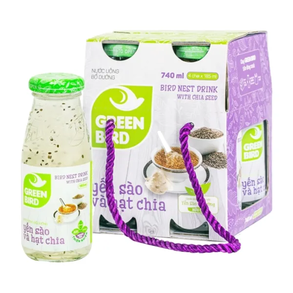 Nước Yến Sào Hạt Chia Green Bird lốc 4 chai x 185ml