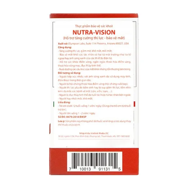 Olymbian Labs Nutra Vision With Lutein & Bilberry 30 viên