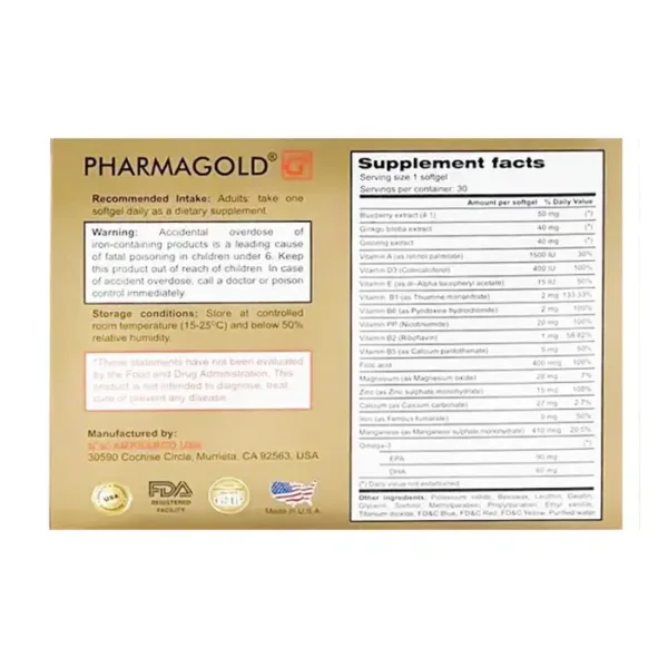 Pharmagold Ginseng Ampharco 3 vỉ x 10 viên