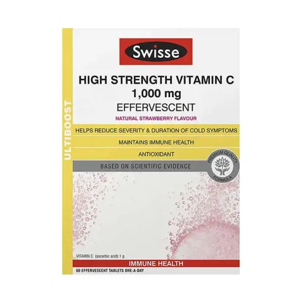 Viên sủi Vitamin C liều cao Swisse High Strength Vitamin C 1000mg Hộp 60 viên