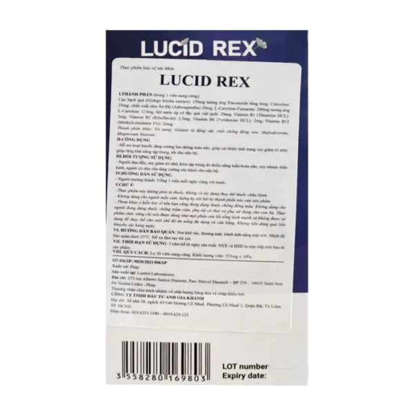 Viên Uống Bổ Não Lucid Rex 30 viên