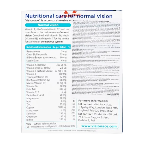 Visionace Original Vitabiotics 2 vỉ x 15 viên