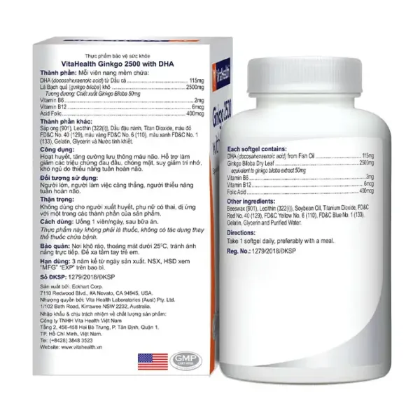 VitaHealth Ginkgo 2500 with DHA 60 viên