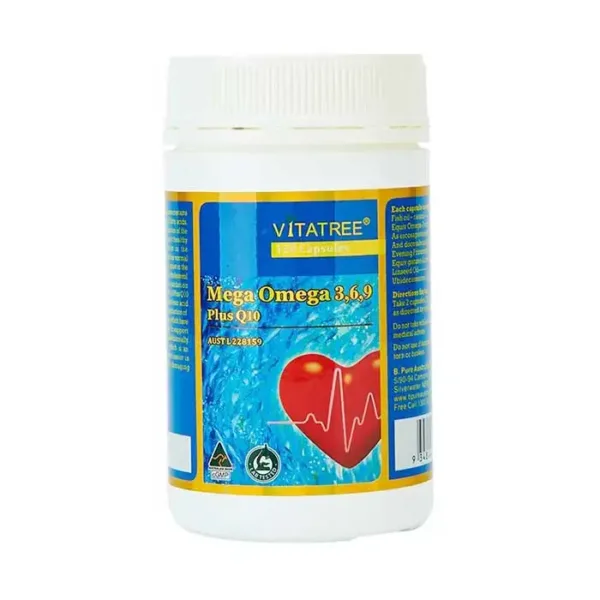 Viên Vitatree Mega Omega 3,6,9 Plus Q10 Hộp 120 viên