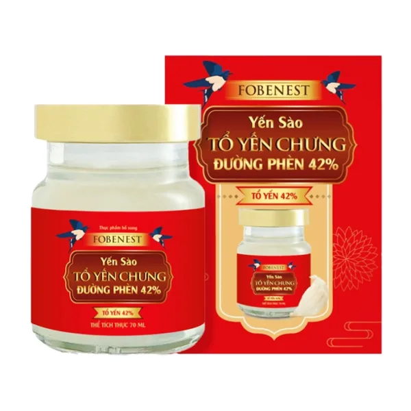 Yến Sào Tổ Yến Chưng Đường Phèn Fobenest 42% Fobelife 6 lọ x 70ml