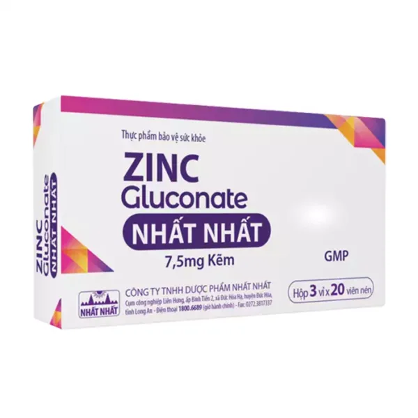 Zinc Gluconate Nhất Nhất 3 vỉ x 20 viên